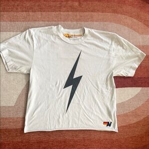 Aviator Nation White lightning bolt Women's T-Shirt size small